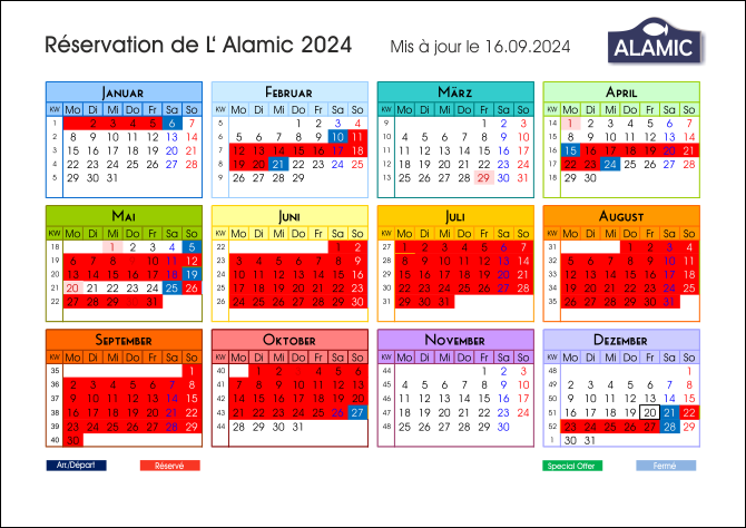 Rservation de L'Alamic 2024 - mis  jour le 16.09.2024